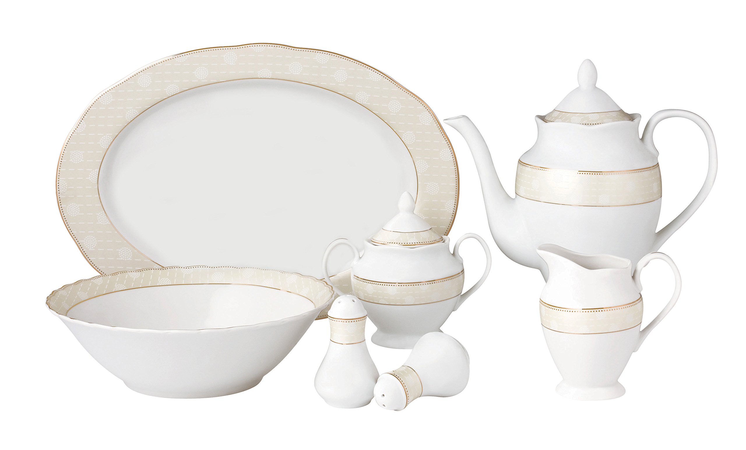 57-Piece Porcelain Dinnerware Set for 8 - Elegant Wavy Tova Collection | Perfect for Dinner Parties, Weddings & Formal Dining