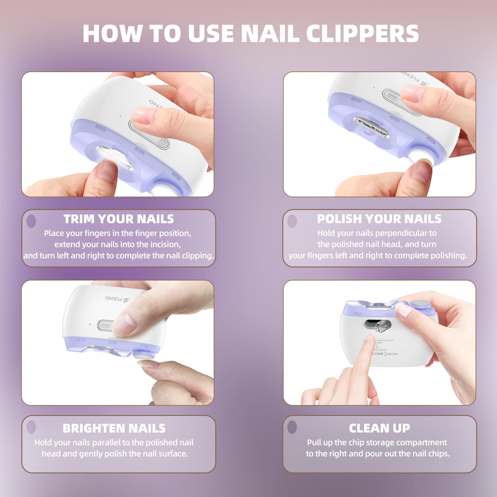 Electric Nail Clipper with LED Light & Storage - Automatic Nail Trimmer for Kids, Adults & Seniors - 2 Speed Adjustable - Perfect for Home, Travel & Salon Use