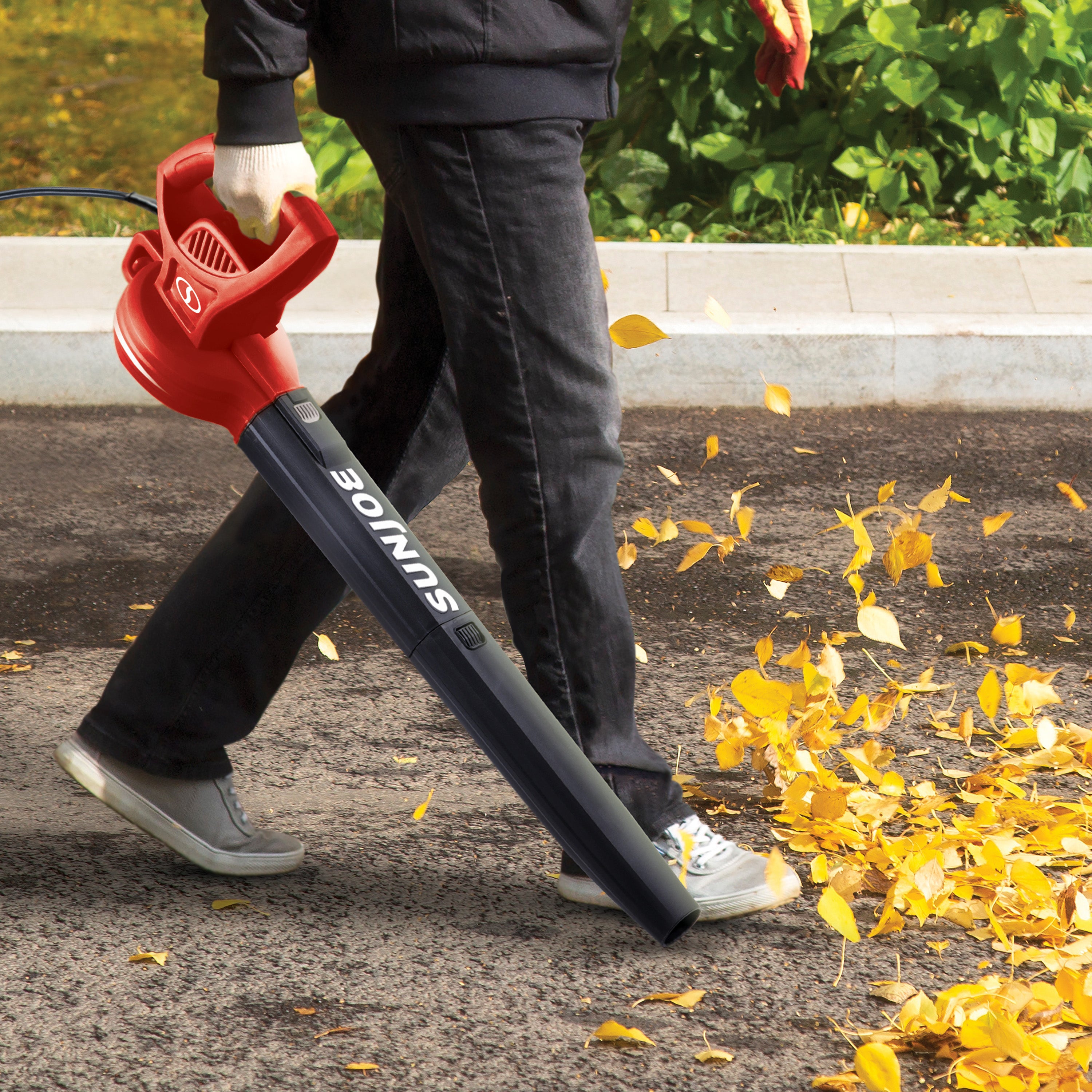 Sun Joe SBJ597E RED 6 Amp Electric Leaf Blower - 155 MPH, 260 CFM Air Speed - Lightweight Yard Blower for Leaves, Grass Clippings & Debris - Perfect for Driveways, Patios & Garden Cleanup (Red)