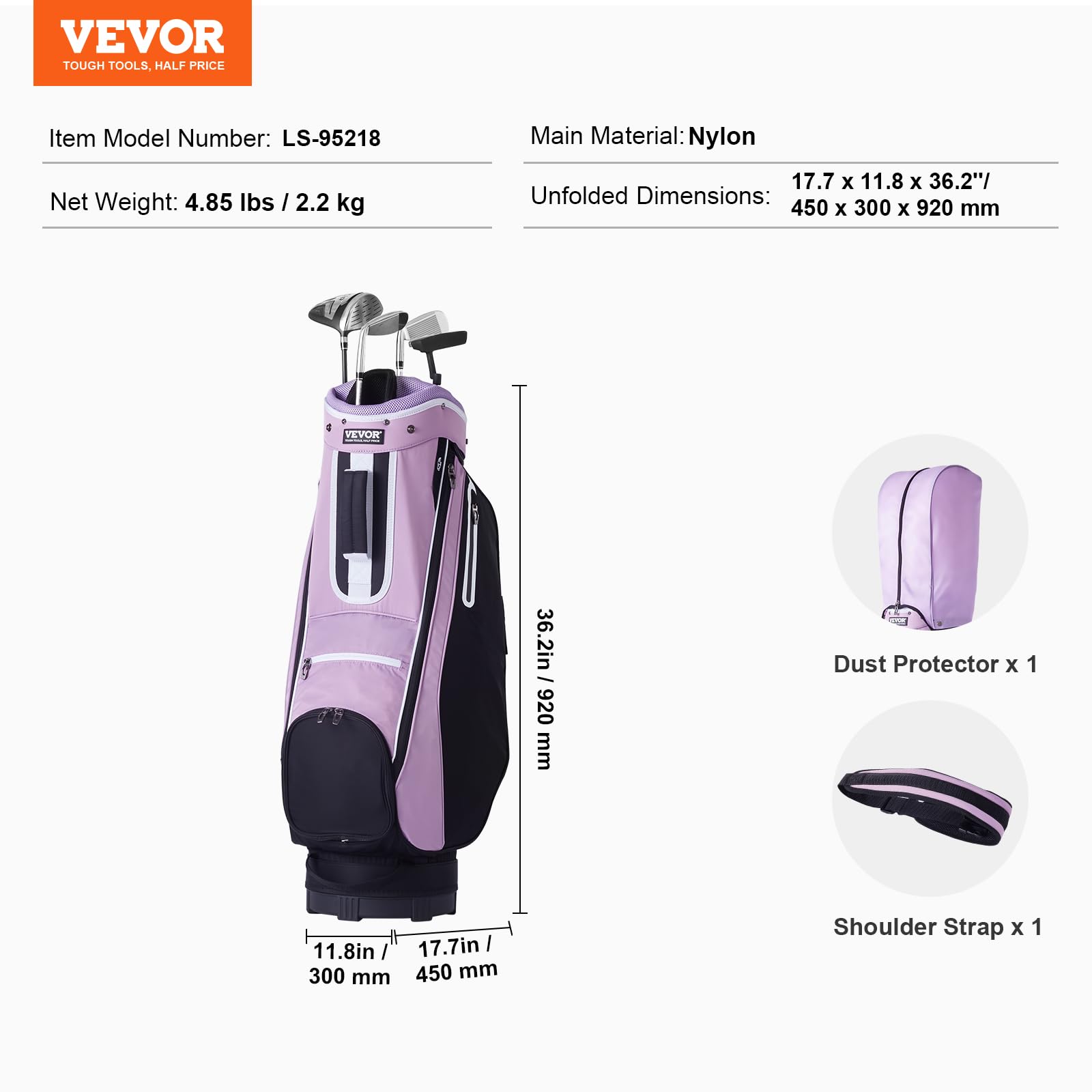 VEVOR 14-Way Golf Cart Bag with Stand - Premium Durable Golf Bag with Organizer Divider Top, Handles, Dust Cover & Detachable Dual Strap for Men & Women - Perfect for Golf Courses, Driving Ranges & Tournaments