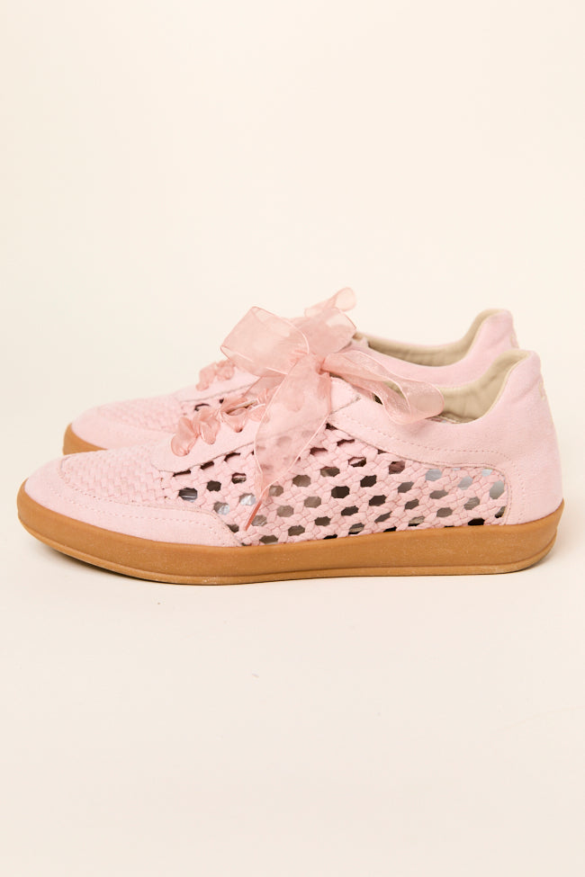 Julie Blush Crochet Detailed Sneakers - Women's Fashion Lace-Up Casual Shoes for Spring & Summer | Perfect for Outfits, Dates, and Beach Walks