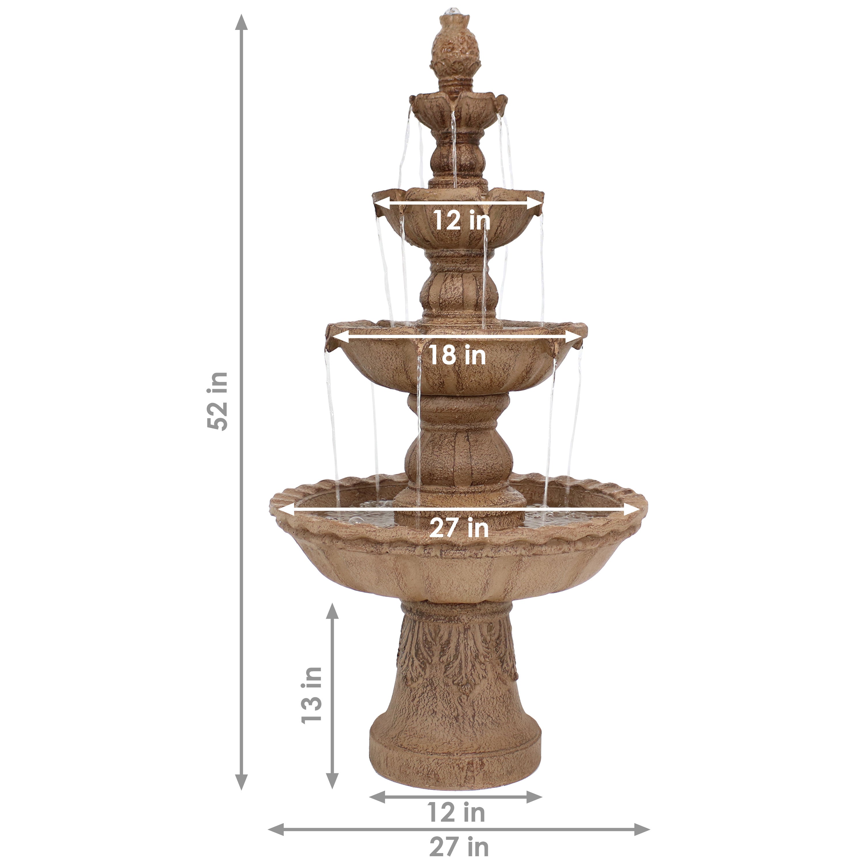 Sunnydaze 4 Tier Pineapple Outdoor Water Fountain - 52 Inch Tall Garden Decor for Patio, Yard & Backyard | Relaxing Tropical Water Feature for Outdoor Spaces