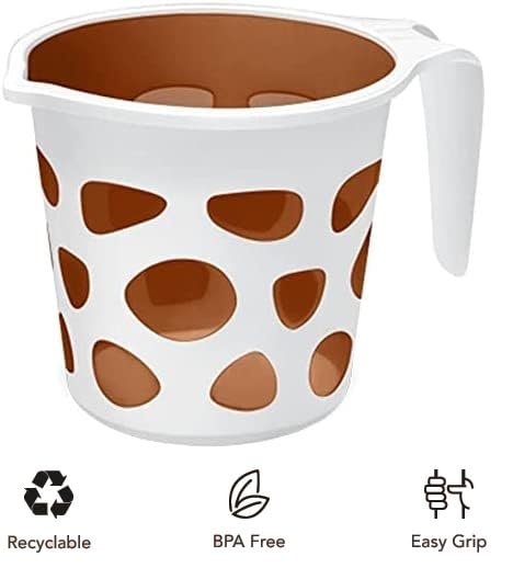 Premium BPA-Free Plastic Bath Mug - 50oz Brown Designer Bathroom Accessory for Camping, Travel & Home Use - Durable Water Cup for Shower, Outdoor & Daily Hydration