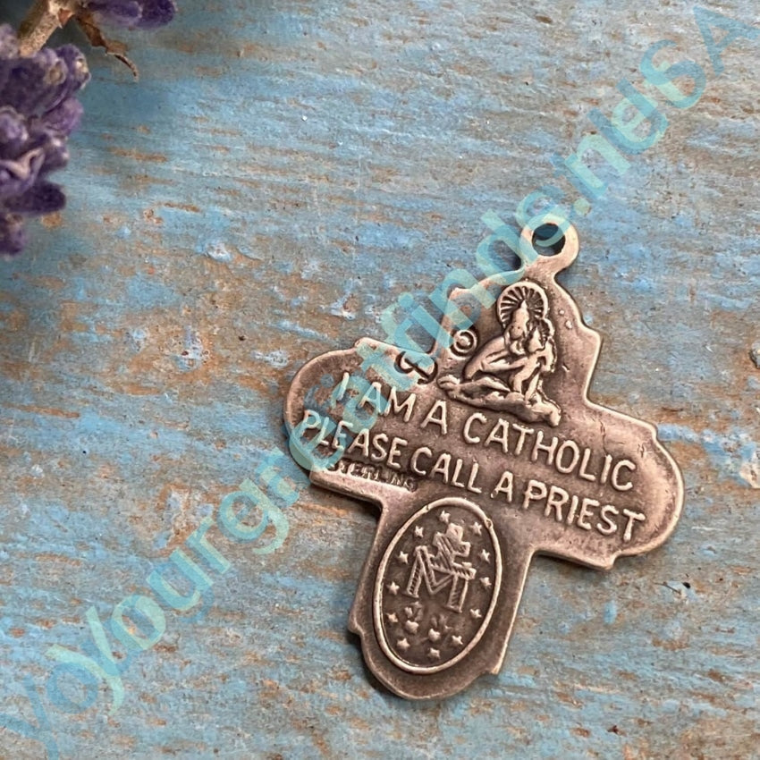 925 Sterling Silver Devotional Four Way Cross Pendant Necklace - Perfect for Religious Gifts, Baptism, First Communion & Everyday Faith Jewelry