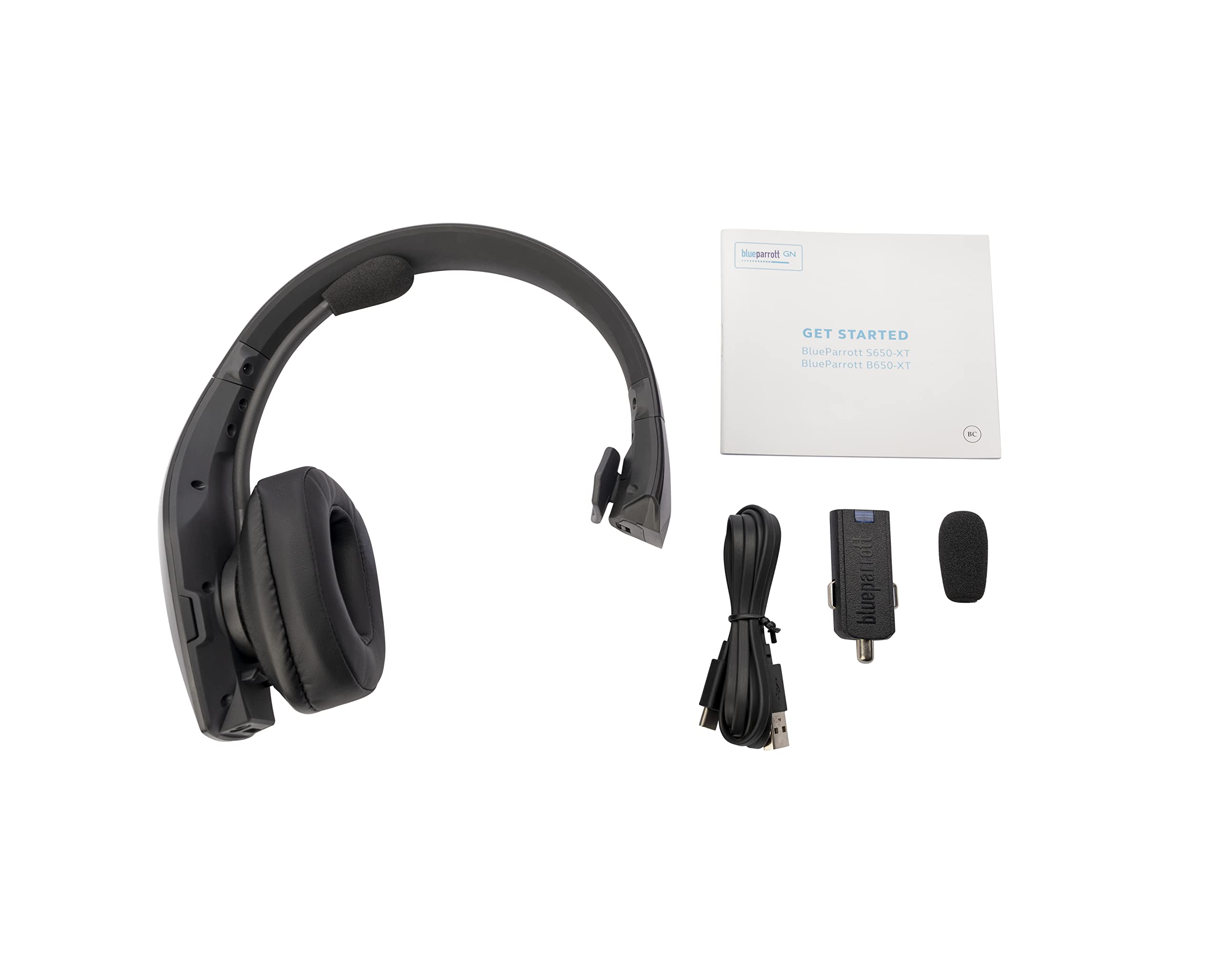 BlueParrott B650-XT Mono Bluetooth Wireless Headset with Mic - 96% Noise Canceling Over-Ear Trucker Headphones, 100% Voice Control, IP54 Water & Dust Resistant, 36-Hour Battery Life - Perfect for Truck Drivers, Call Centers & Noisy Work Environments