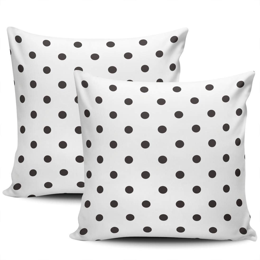 Black and White Polka Dot Square Throw Pillow Covers 18x18 Inch - Double Sided Printed Decorative Sofa Pillow Cases (Set of 2) for Living Room, Bedroom & Home Decor