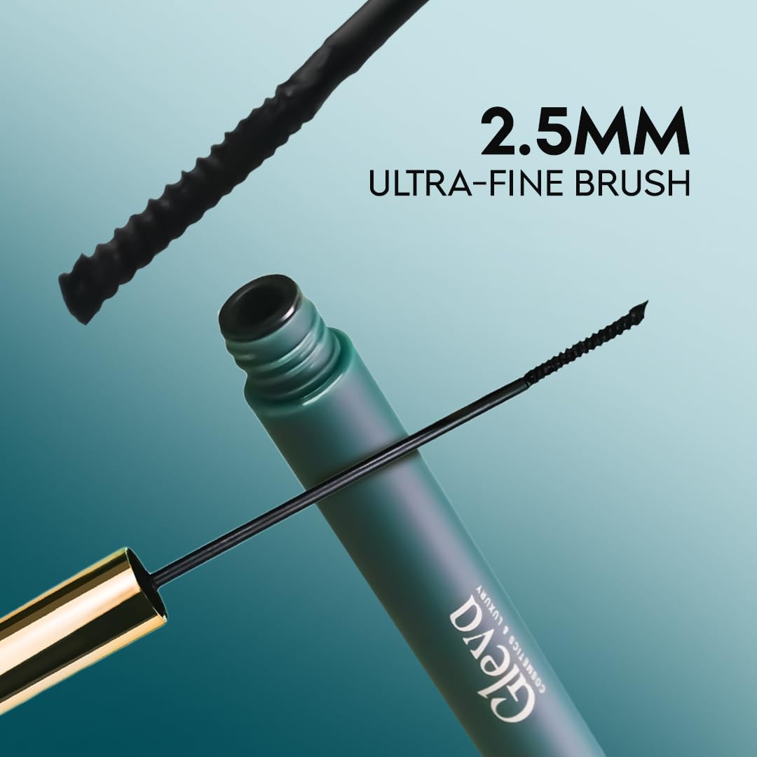 Gleva Skinny Waterproof Mascara - Long Lasting, Smudge Proof & Sweat Proof Mascara Gel for Eye Makeup | Volumizing & Curling Formula | Perfect for Daily Wear, Gym, Swimming & Special Occasions (Black)