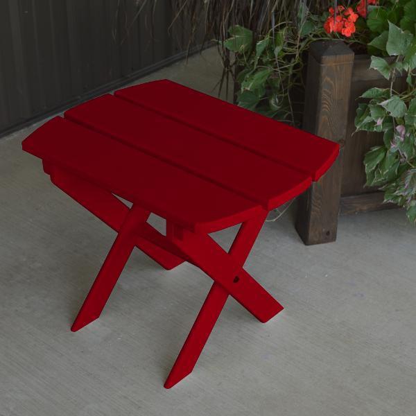 A & L Furniture Yellow Pine Folding Oval End Table - Portable Side Table for Patio, Living Room & Small Spaces - Rustic Home Decor Accent Table