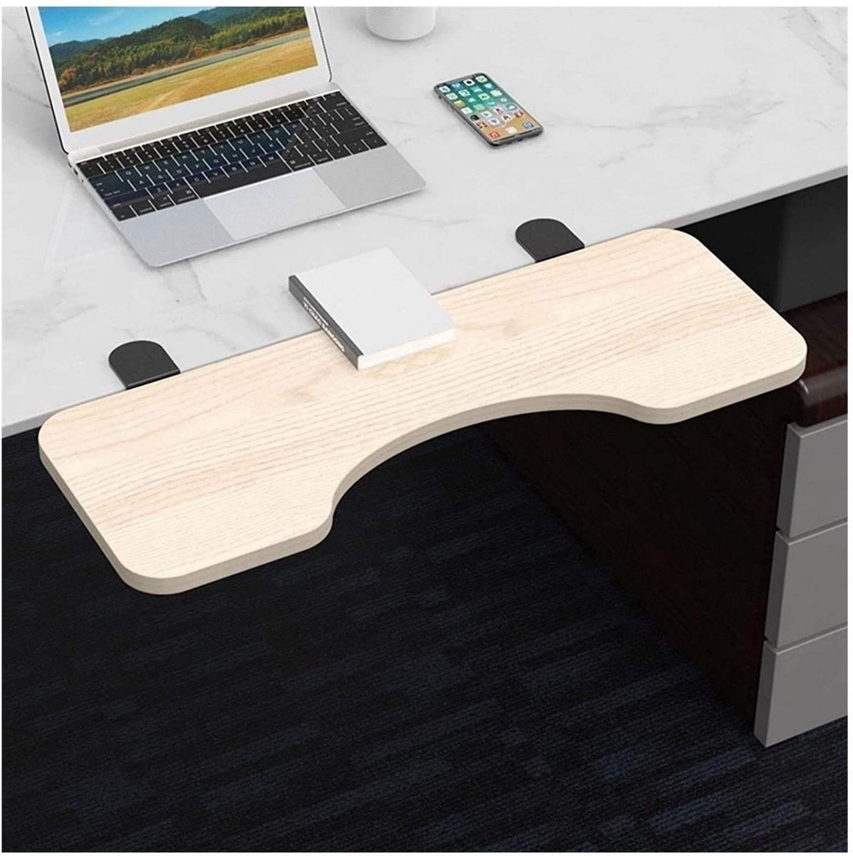 HCYY Extra Wide Under Desk Keyboard Tray - No Drill Clamp Mount, Foldable Ergonomic Laptop Stand for Office & Home, Space Saving Computer Desk Extender - Perfect for Small Workspaces & Gaming Setups