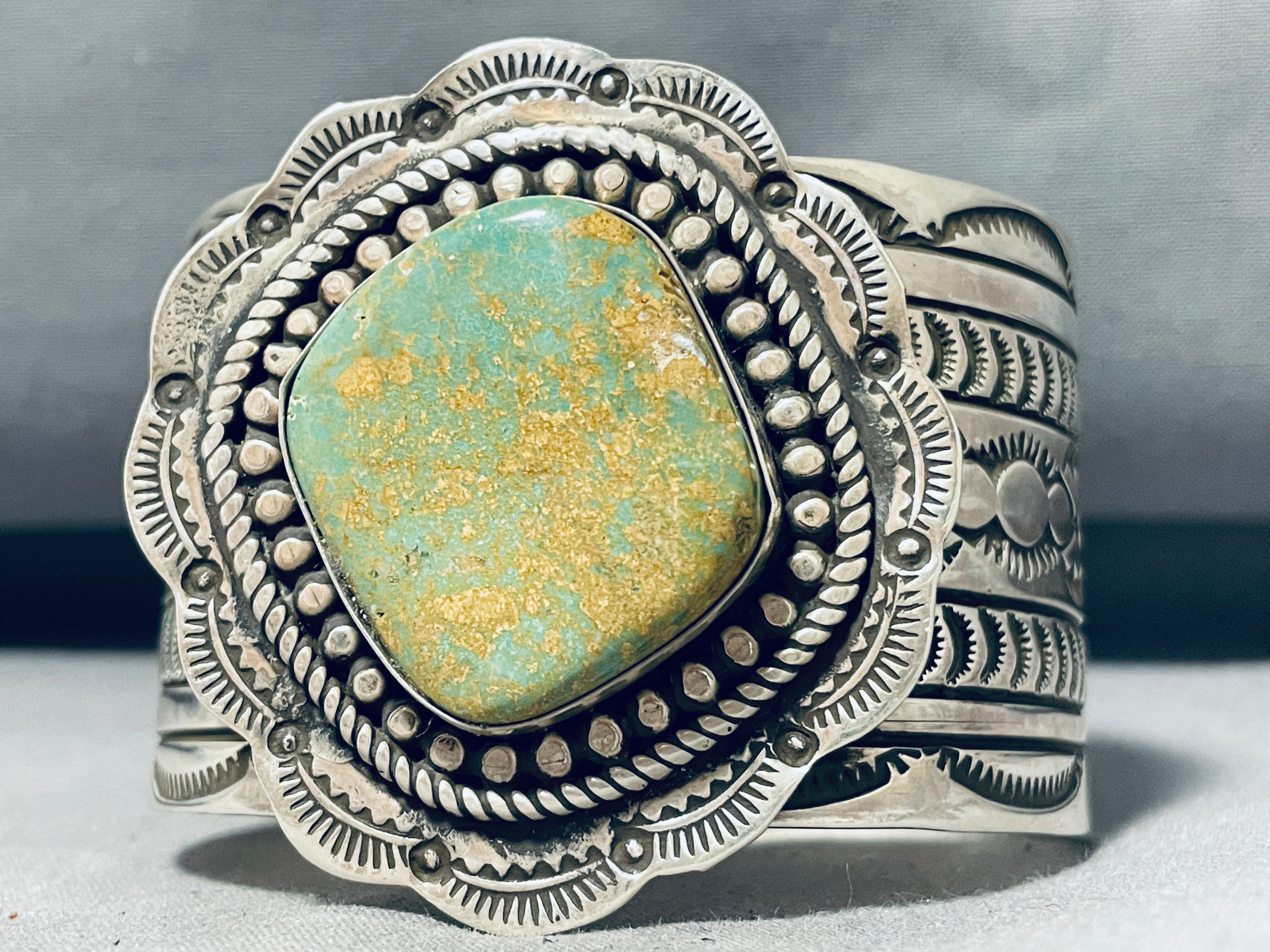 125 Gram Authentic Navajo Royston Turquoise Sterling Silver Handmade Signed Bracelet - Perfect for Boho Jewelry, Native American Fashion & Gift Giving