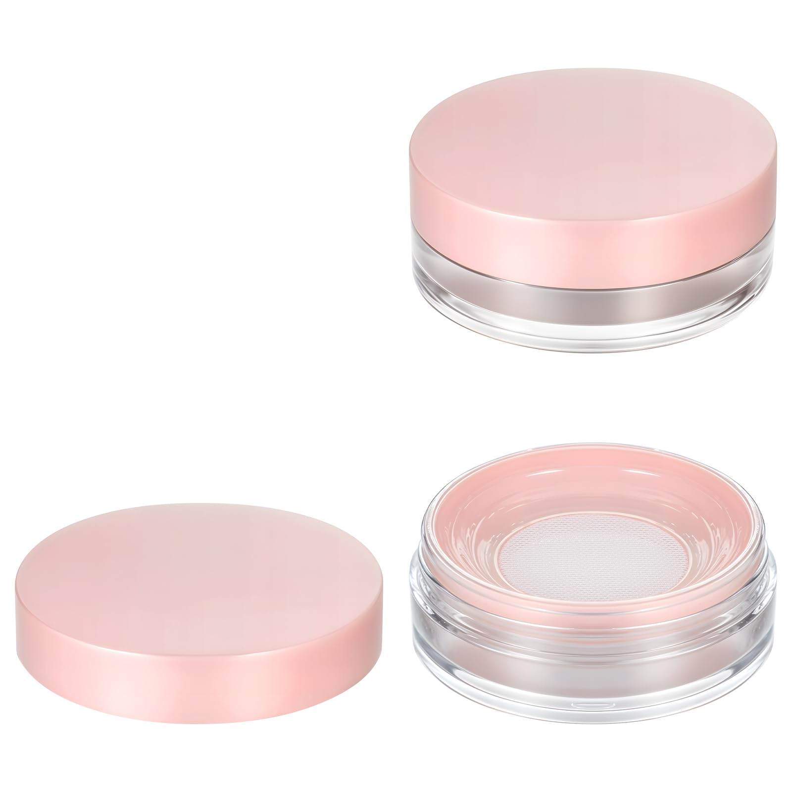 2 Pack 10ml Empty Loose Powder Containers with Sponge Puff - Leakproof Reusable Plastic Makeup Powder Case for Setting Powder & Mineral Foundation - Perfect for Travel, Touch-ups & Professional Makeup Kits