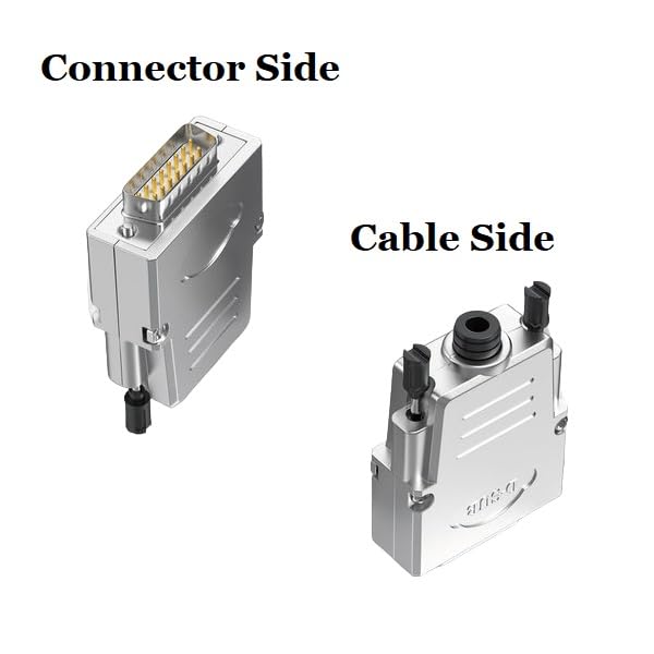 DB15 Male Solderless Shielded Metal Hood Breakout Connector - RS232 D-Sub Serial Port Adapter for Industrial Automation & Computer Networking
