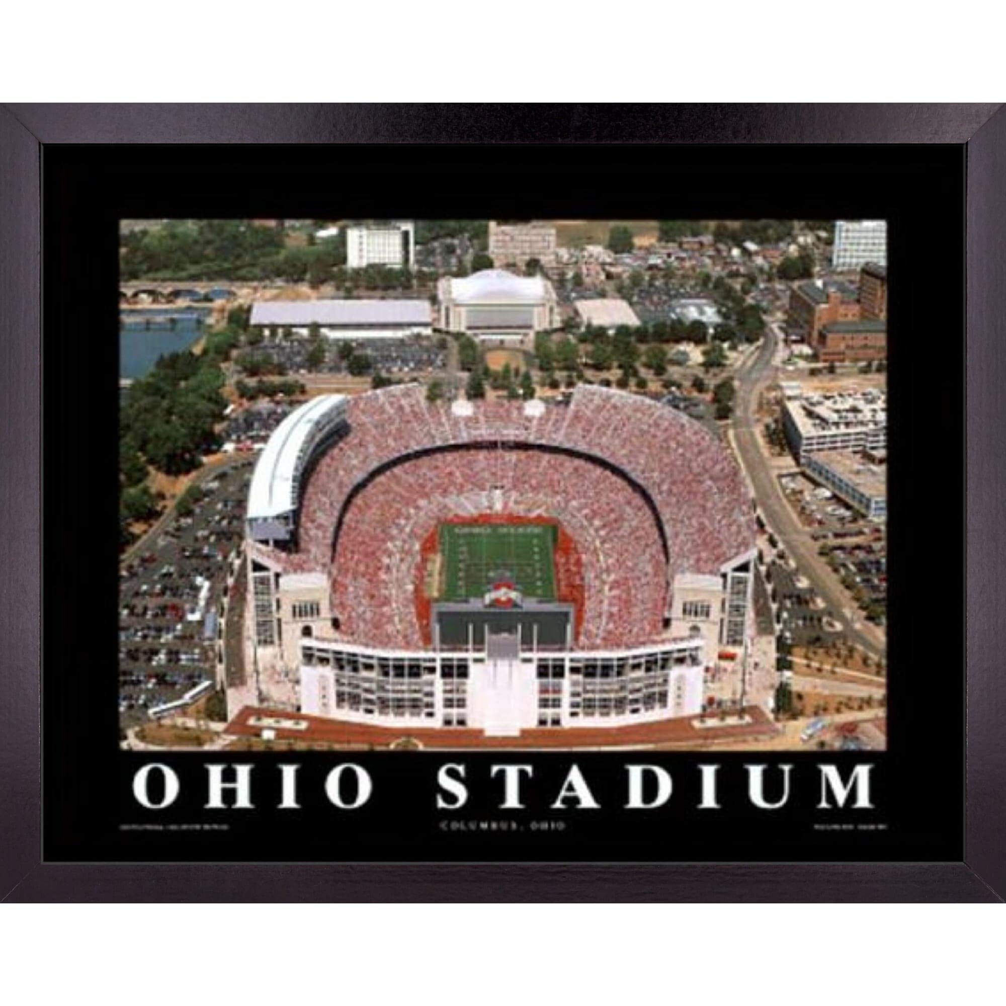 Ohio State Buckeyes Football Stadium Aerial View Framed Wall Art Print - 23