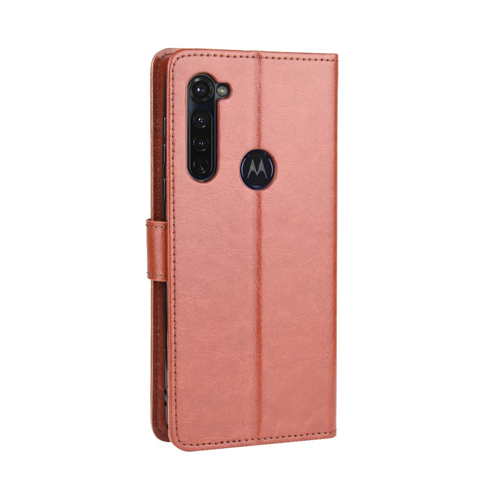 Premium Leather Flip Wallet Case for Motorola Moto G Stylus 2020 / G8 Stylus (XT2043-4/5/6) - Brown Protective Phone Cover with Card Slots & Kickstand - Perfect for Work, Travel & Daily Use