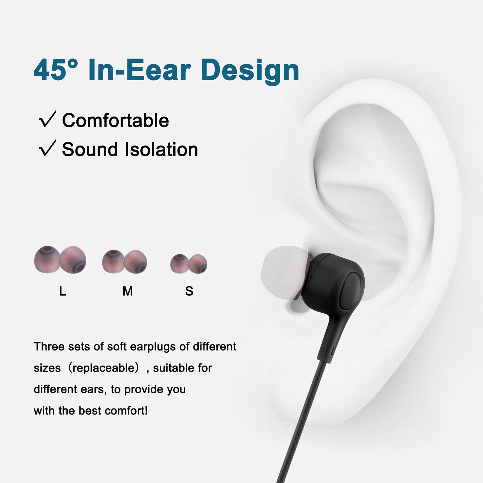 5 Pack Wired Earbuds with Microphone - 3.5mm Tangle-Free In-Ear Headphones for Laptop, Chromebook, Android, Gaming & MP3 Players | Durable & Affordable Earphones for Kids, Students | Perfect for School, Workouts, Commuting & Online Classes
