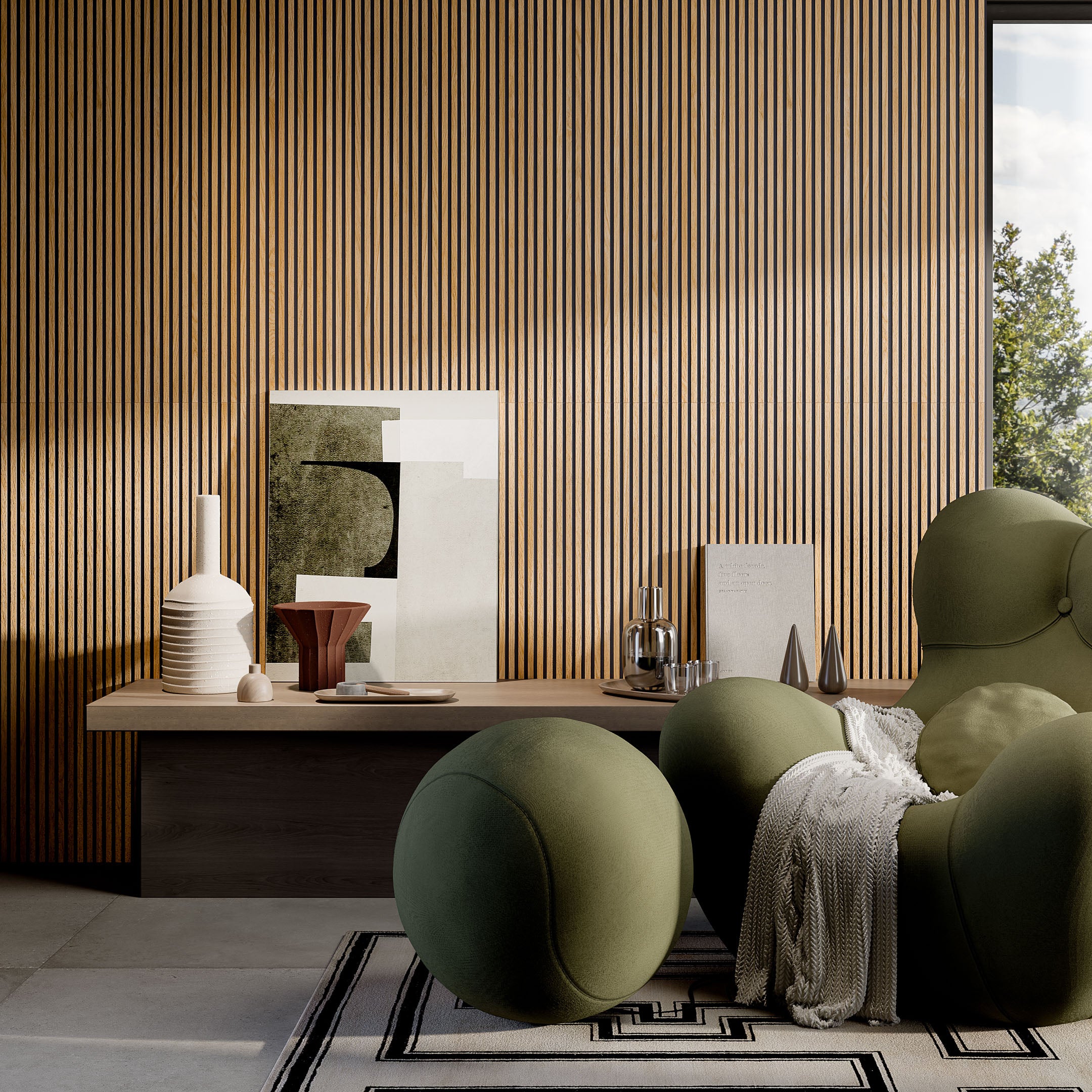 Canne Wood Slat Fluted Porcelain Tile - Rustic Wood-Look Flooring for Living Room, Kitchen & Bathroom