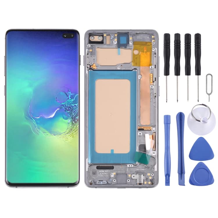 Original Samsung Galaxy S10+ SM-G975 LCD Screen Replacement - TFT Display Digitizer Full Assembly with Frame (No Fingerprint Support) | DIY Phone Repair Parts for Cracked/Damaged Screens | Perfect for Home, Office & Travel Use