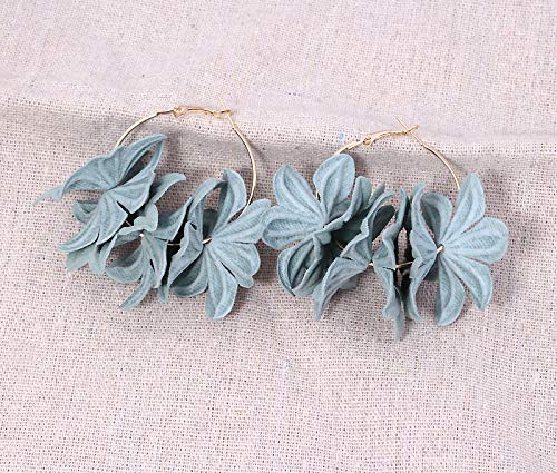 3D Fabric Flower Hoop Drop Earrings for Women - Bohemian Style Colorful Petal Big Round Circle Earrings | Perfect for Boho Fashion, Summer Outfits & Festival Accessories