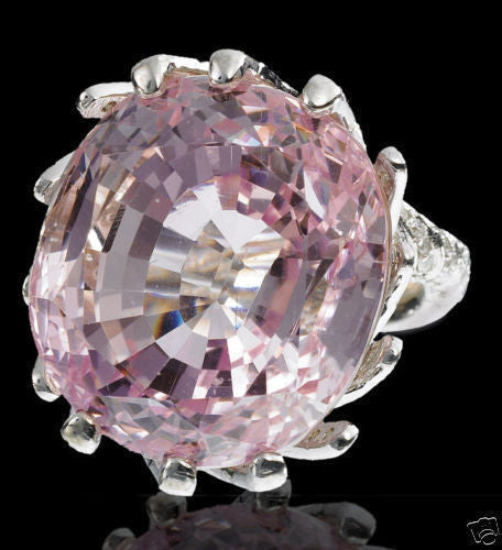 56.00CT Natural Vivid Pink Kunzite Diamond Ring in 14KT Gold with Raised Twist Design - Elegant Jewelry for Weddings, Anniversaries & Special Occasions