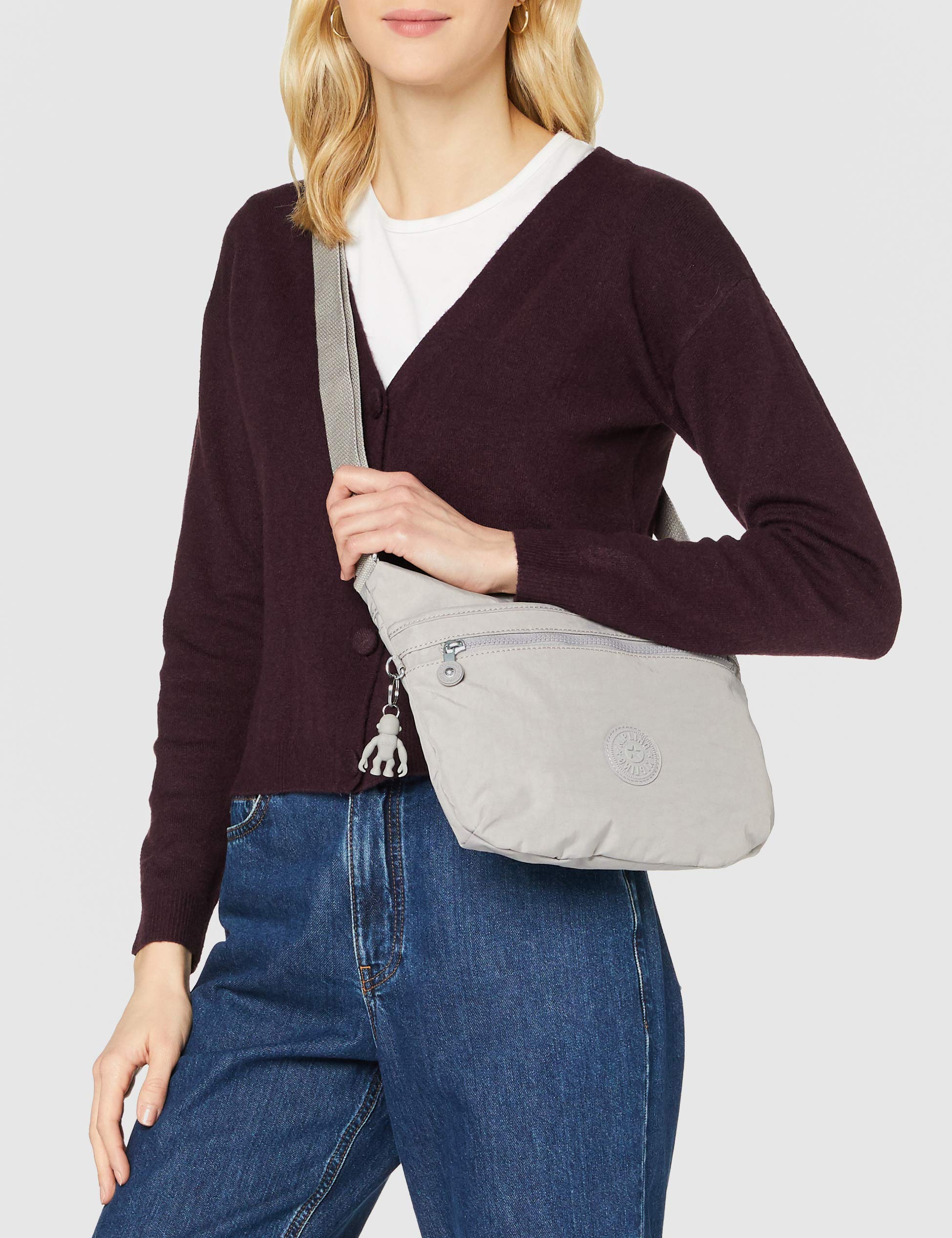 Kipling Cross-Body Bag for Women - Lightweight & Durable Charcoal Shoulder Purse - Perfect for Travel, Work & Everyday Use