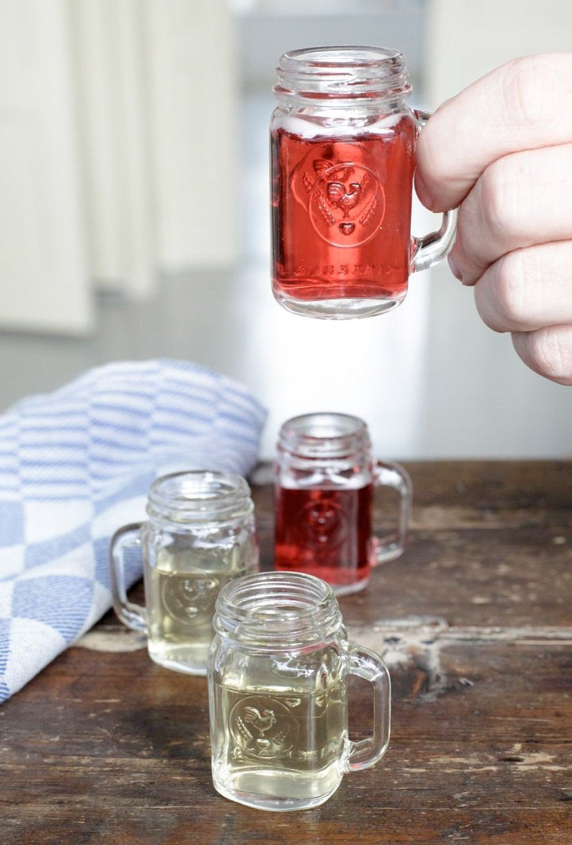 Kikkerland Mason Jar Shot Glasses - 4-Piece Set for Whiskey, Vodka & Cocktails - Perfect for Parties, Weddings & Home Bars