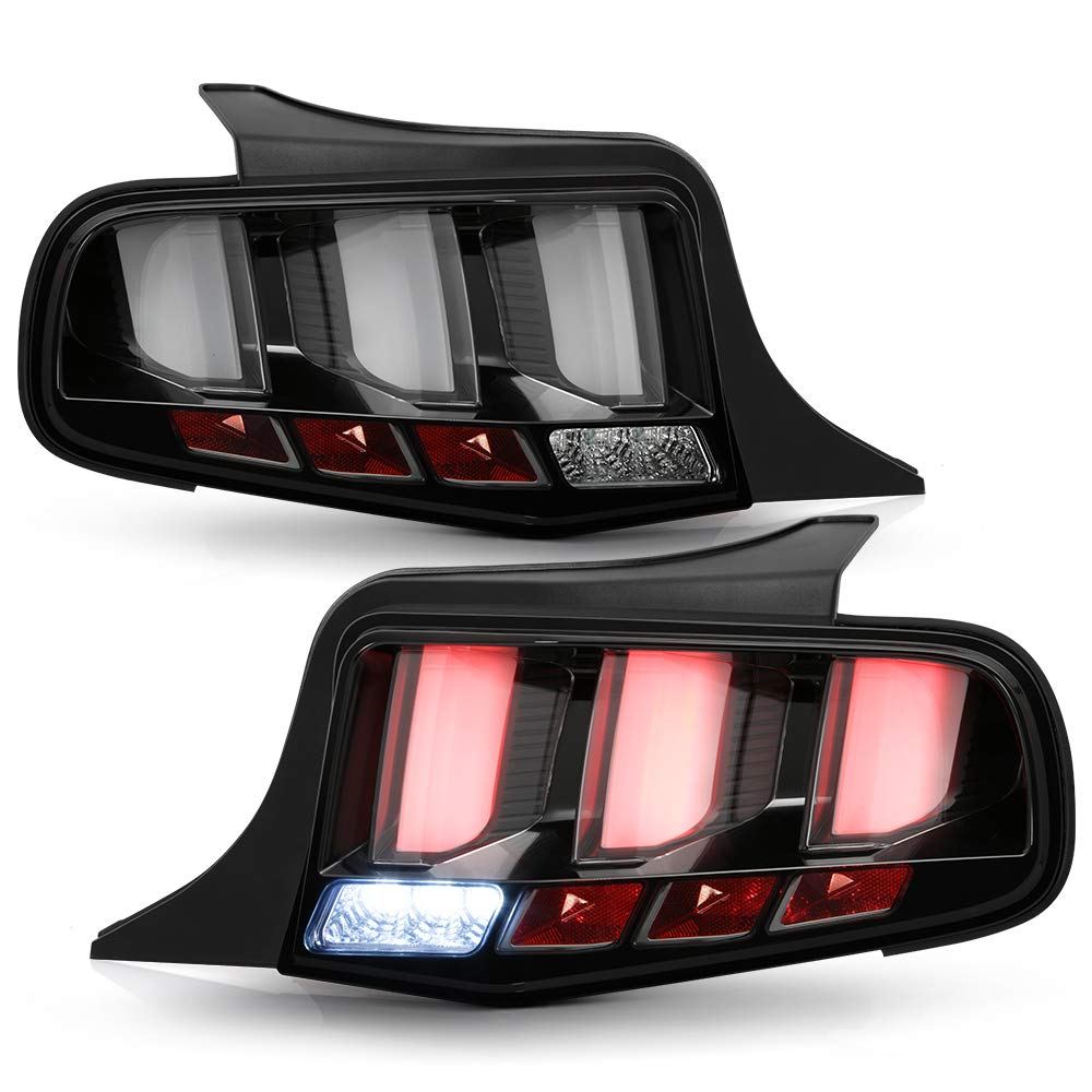 ACANII LED Sequential Tail Lights for 2010-2012 Ford Mustang - Black Housing Brake Lamps with Turn Signals (Driver & Passenger Side) - Perfect for Night Driving & Car Customization