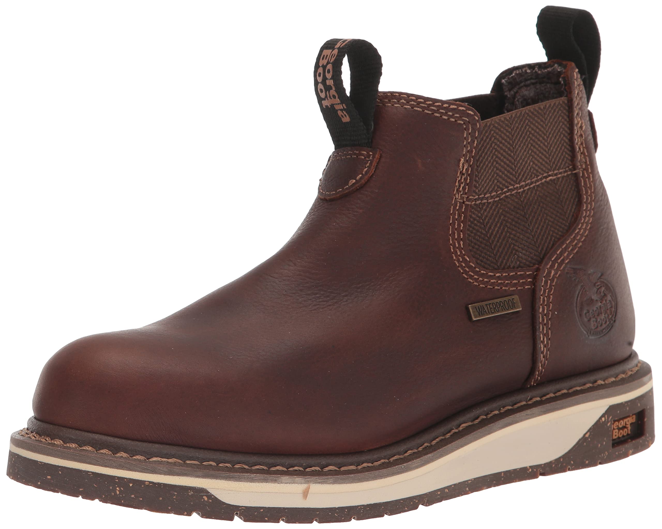 Georgia Boot Women's Amp Lt Wedge Chelsea Boot - Waterproof Work Boots for Women, Comfortable Slip Resistant Shoes for Outdoor, Construction & Gardening - Perfect for Work, Hiking & Casual Wear