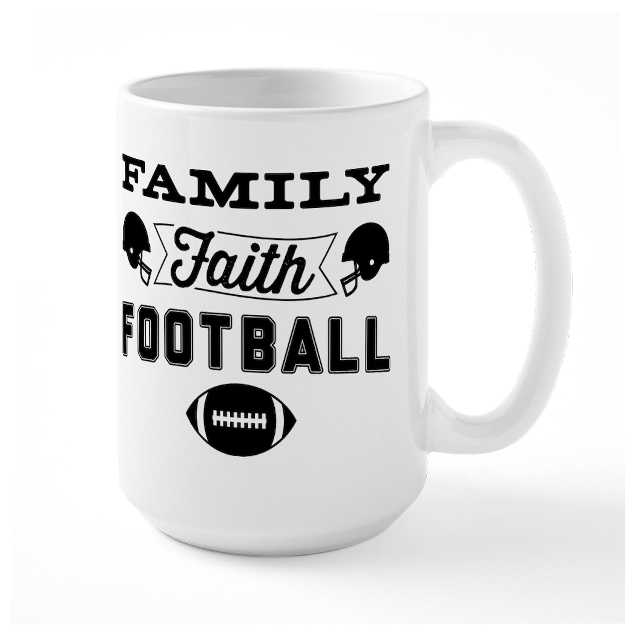 Family Faith Football 15 oz (444 ml) Ceramic Coffee Mug - Perfect for Gifts, Home & Office Use, Game Day, Church Events