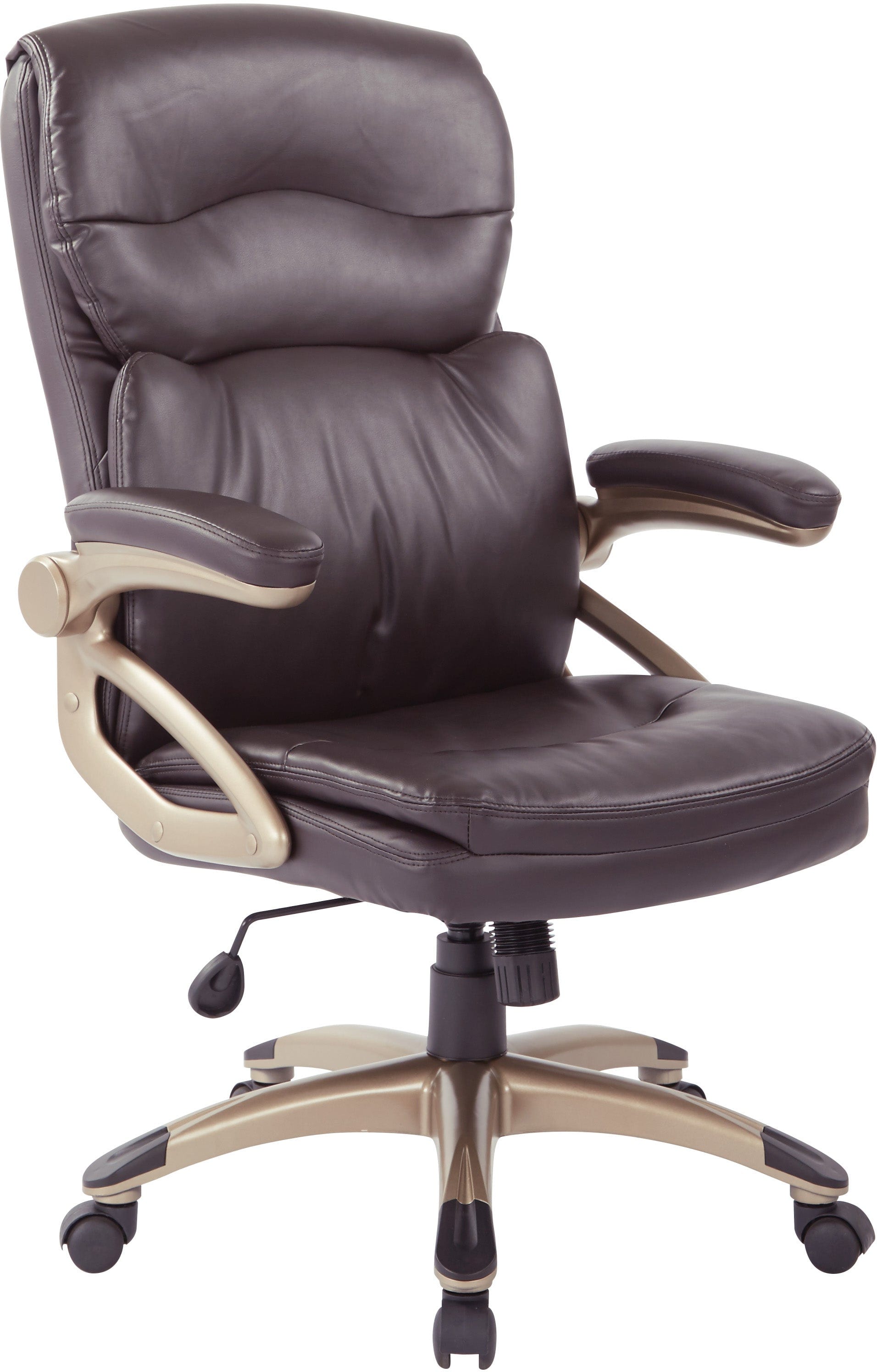 Office Star High Back Leather Executive Manager's Chair [ECH9123] - Ergonomic Office Chair for Home & Business, Premium Leather Desk Chair with Lumbar Support for Comfortable Working