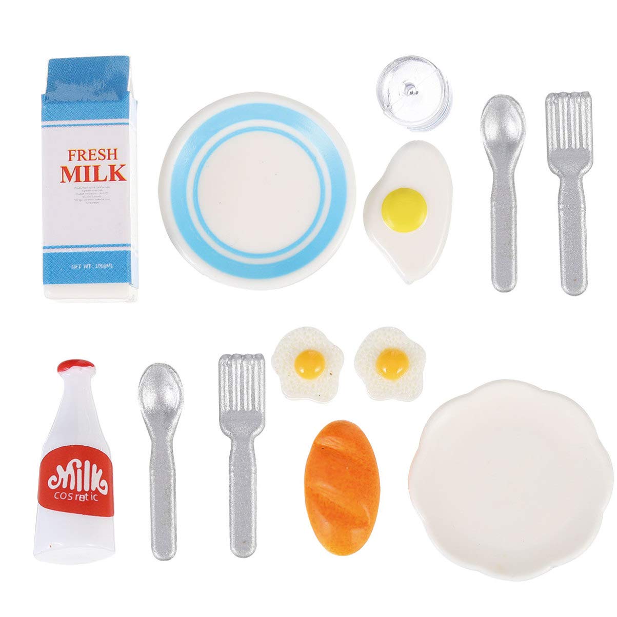 Amosfun 13-Piece Miniature Dollhouse Food Set - Tiny Milk, Eggs & Kitchen Accessories for Realistic Dollhouse Decor | Perfect for DIY Miniature Scenes, Dollhouse Kitchens & Collectors