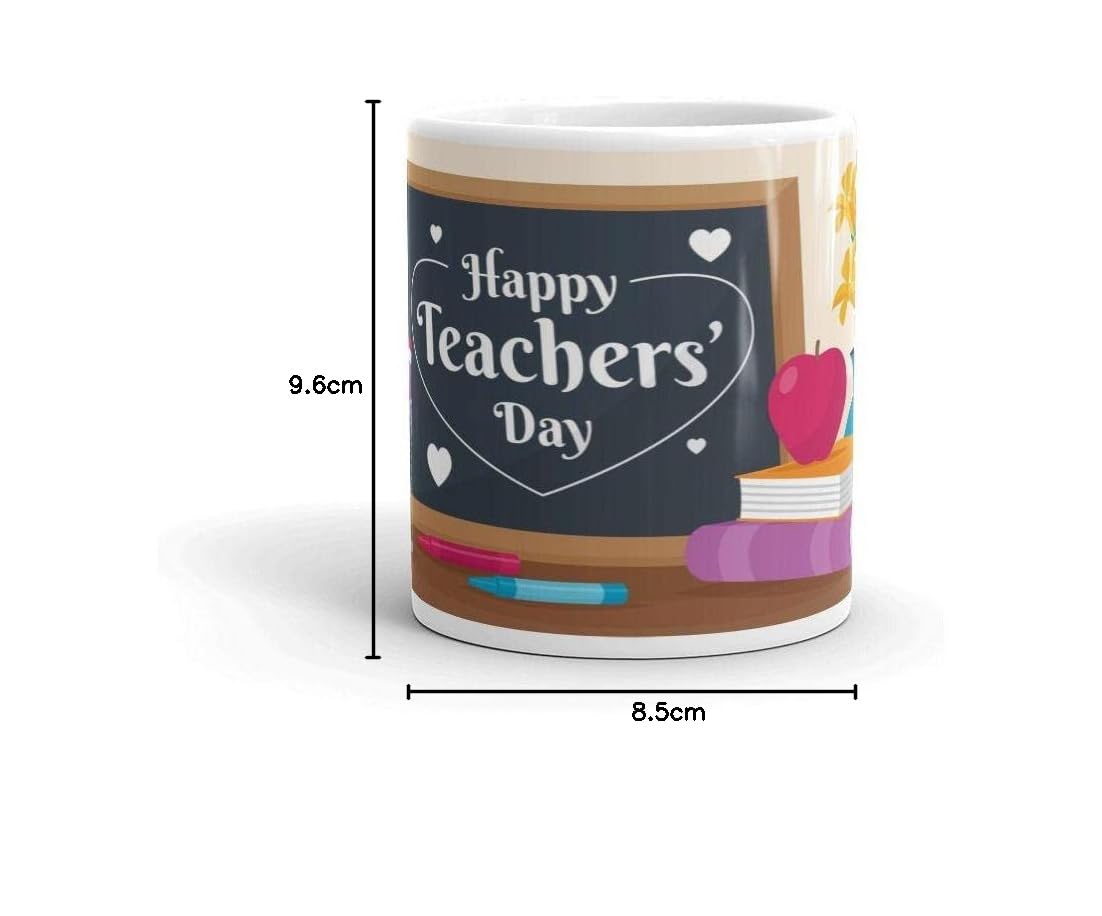 Happy Teachers Day Printed Ceramic Coffee Mug 330ml White | Thoughtful Gift for Teachers, Professors, Educators | Perfect for Classroom, Office, Home Use & Appreciation Gifts