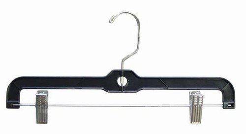 100 Pack Black Plastic 14 Inch Closet Hangers for Pants, Skirts, and Trousers - Space Saving, Non-Slip, Durable for Home, Retail, and Dry Cleaning Use