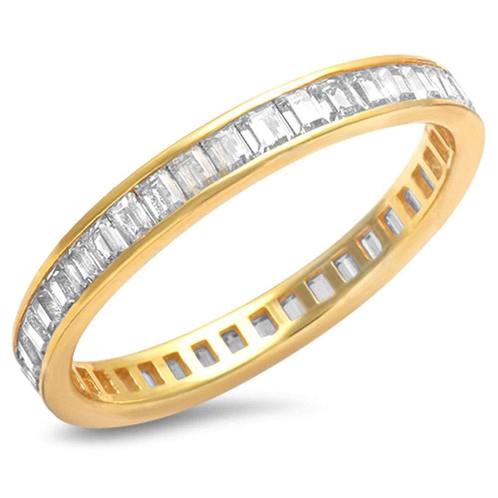 3mm Full Eternity Stackable Diamond CZ Wedding Band Ring - 14K Yellow Gold & Sterling Silver Engagement Ring Set - Perfect for Bridal Stacking, Anniversary Gifts & Everyday Elegance