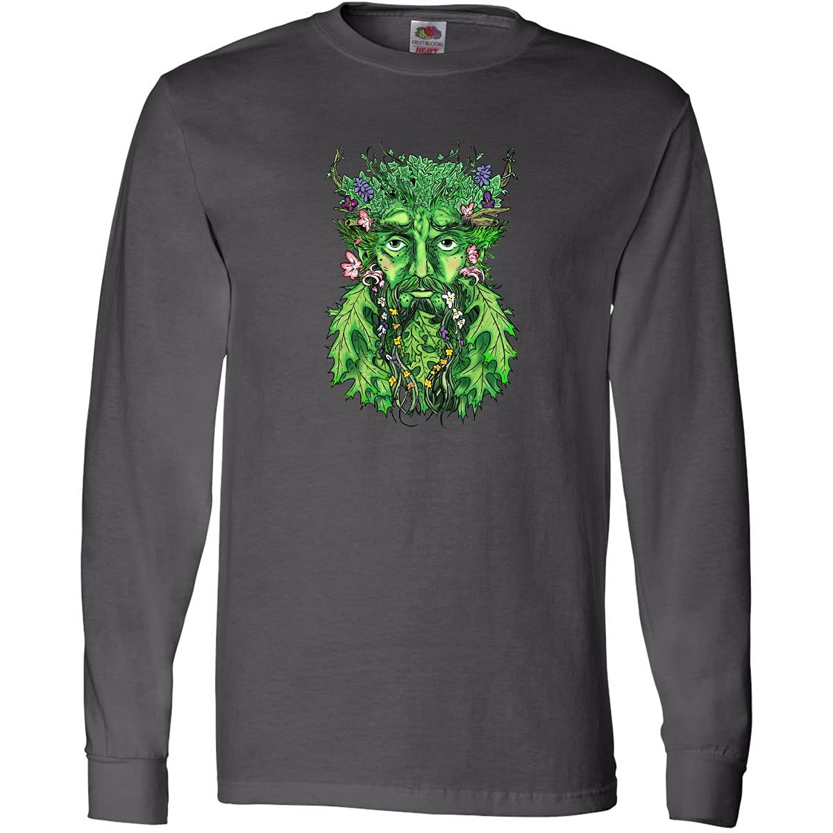 Inktastic 1st Day of Spring Greenman Spring Equinox Long Sleeve T-Shirt for Men & Women - Eco-Friendly Graphic Tee for Spring Festival, Earth Day & Nature Lovers