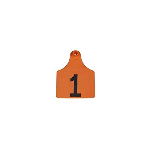 Allflex Global Maxi Numbered Cattle Ear Tags (Orange, 76-100) - Durable Livestock Identification for Dairy & Beef Cattle Farming, Ranch Management