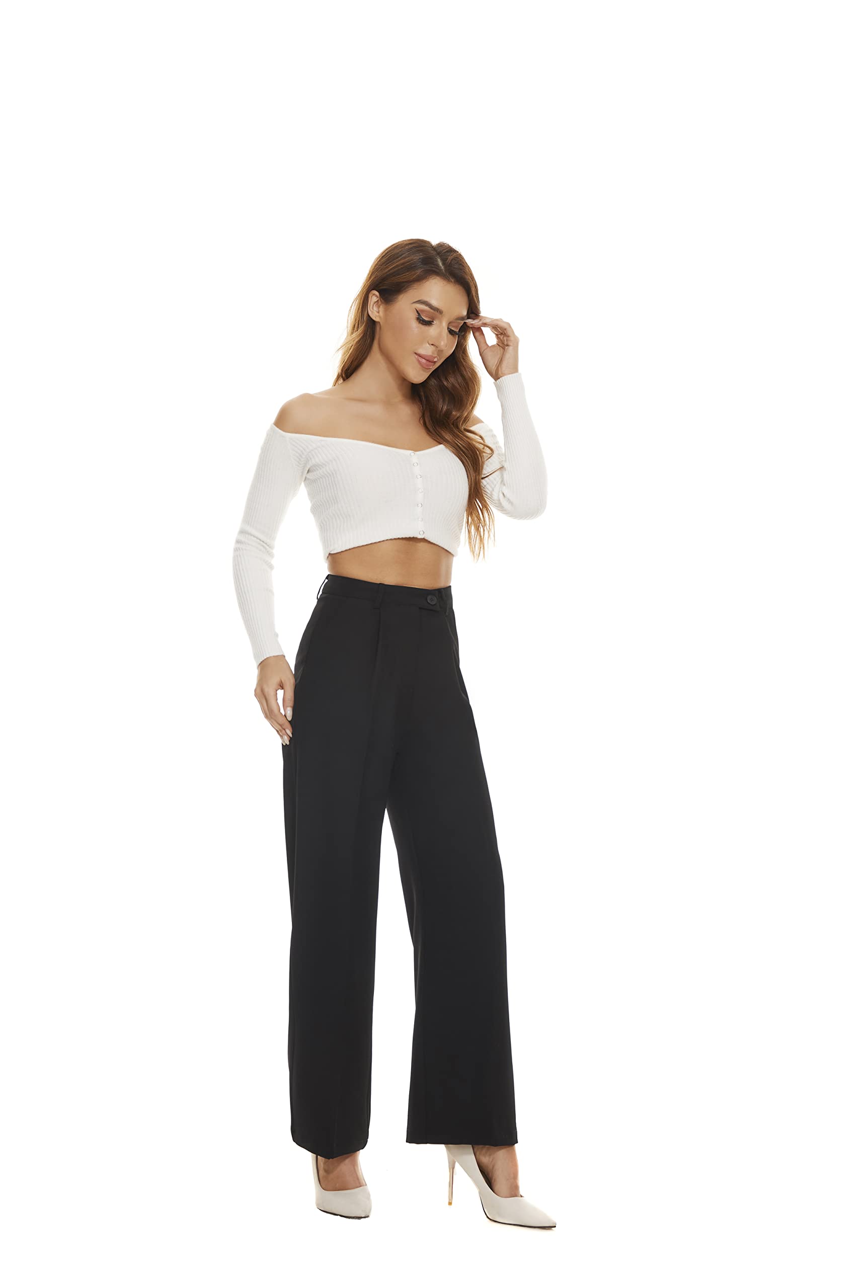 FUNYYZO Women's Work Pants - Professional Business Casual Office Dress Trousers with Pockets for 2024 | Perfect for Office Wear, Business Meetings & Formal Occasions
