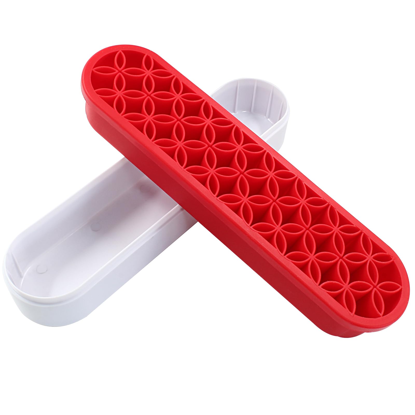 **Red Silicone Makeup Brush Holder Box - Multi-Purpose Storage Stand for Makeup Brushes, Art & Craft Supplies, Painting Pens - Perfect for Vanity, Travel & Artist Studio Organization**