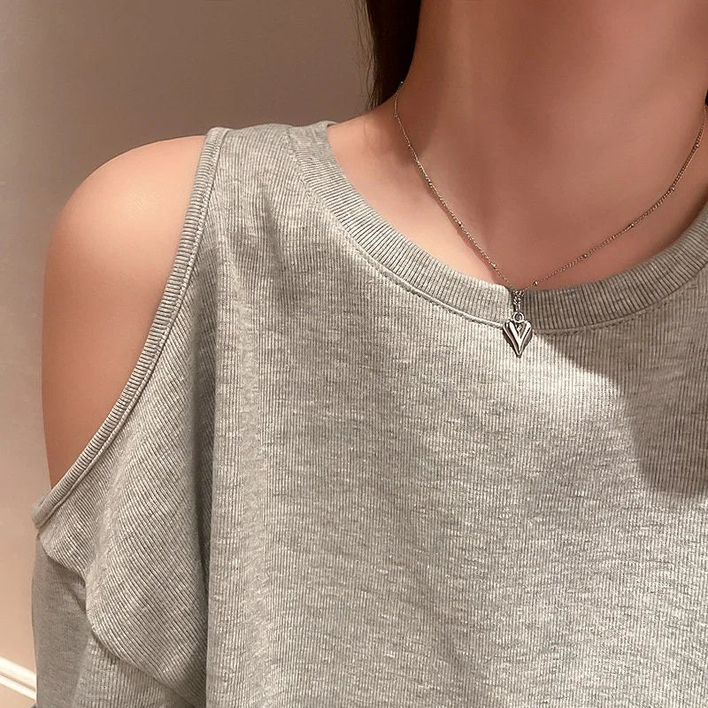 Titanium Gold Heart Pendant Satellite Chain Necklace | Elegant Jewelry Gift for Women | Perfect for Valentine's Day, Anniversary & Special Occasions