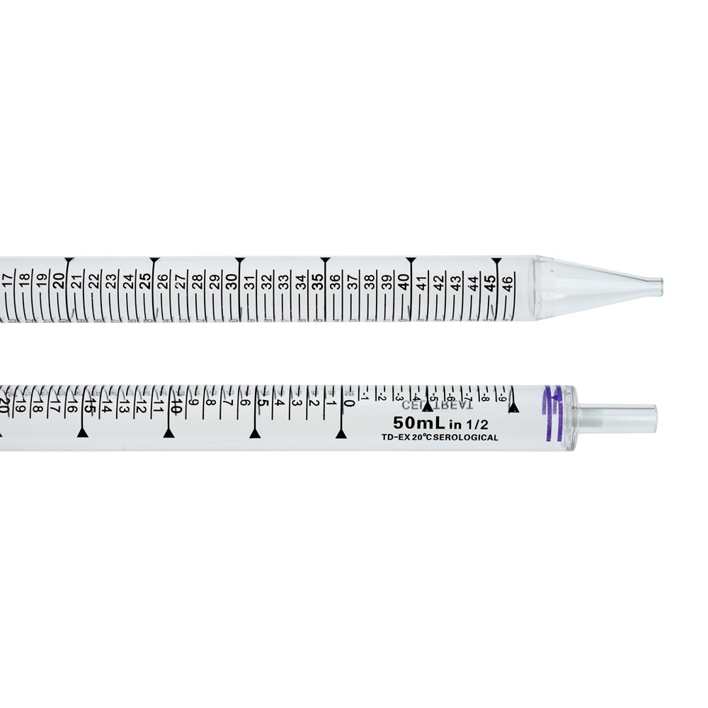 Sterile 50mL Individually Wrapped Pipettes - Celltreat Disposable Plastic/Paper Pipet for Lab, Medical, and Research Use