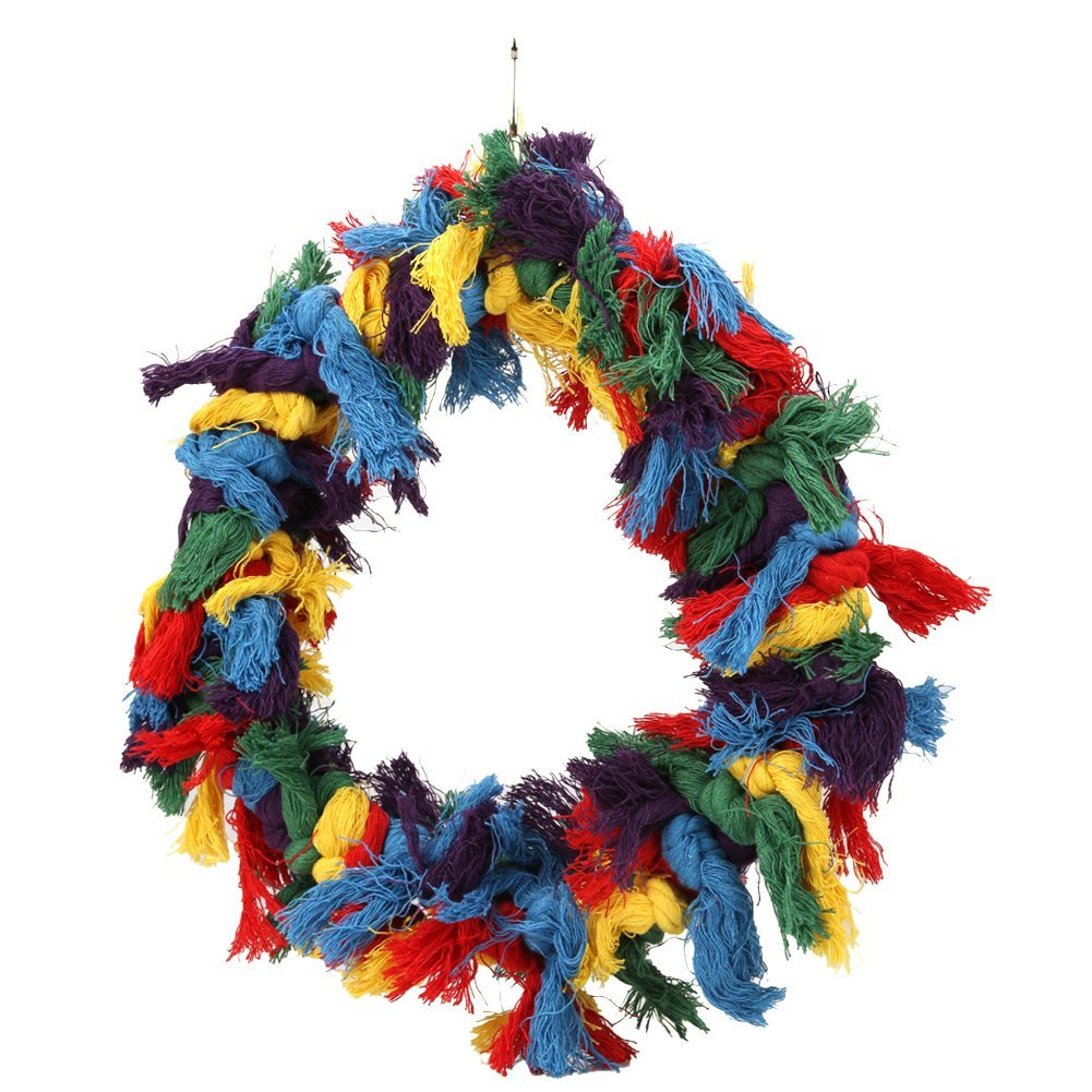 Colorful Cotton Rope with Bells - Hanging Bite Toy & Bird Swing for Small & Medium Birds | Preening Grooming Ropes for Parakeets, Cockatiels, Lovebirds | Cage Accessories & Enrichment Activity Toy