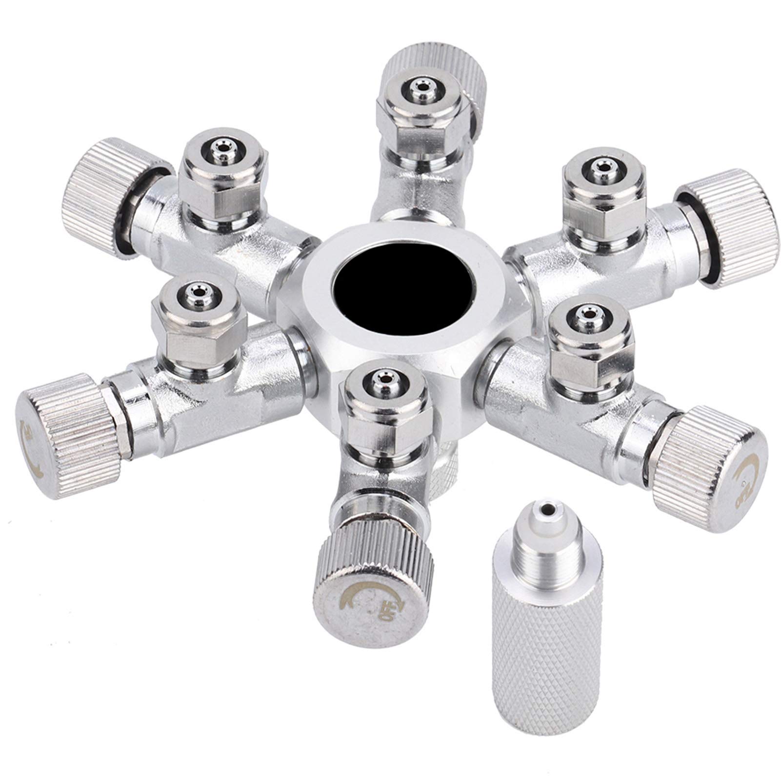 Zerodis 6-Way CO2 Splitter Regulator for Aquarium Plants | Aluminum Alloy Needle Valve | Fish Tank CO2 System