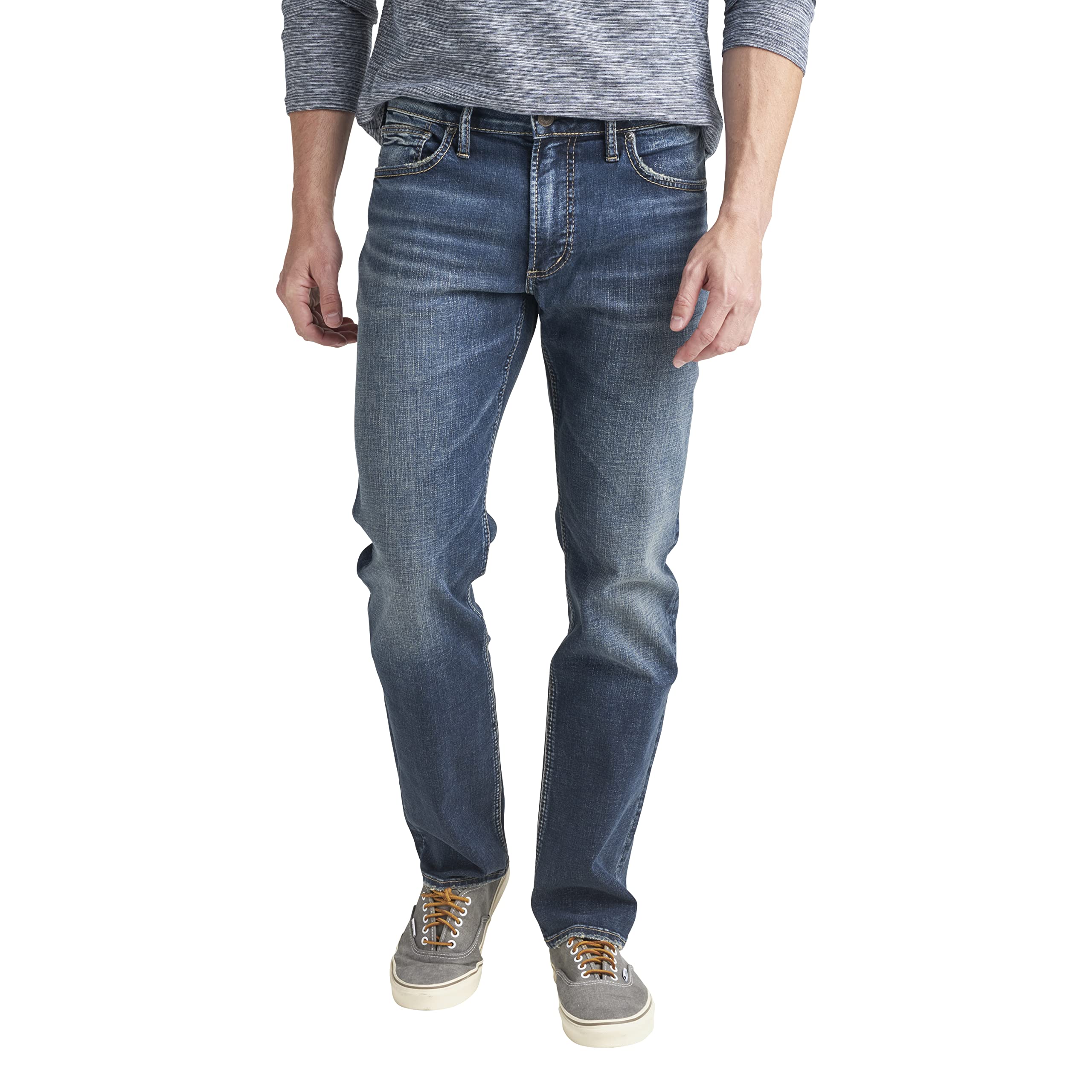 Silver Jeans Co. Men's Allan Classic Fit Straight Leg Jeans - Comfortable Denim Pants for Casual Wear & Everyday Use | Perfect for Work, Weekend Outings & Date Nights