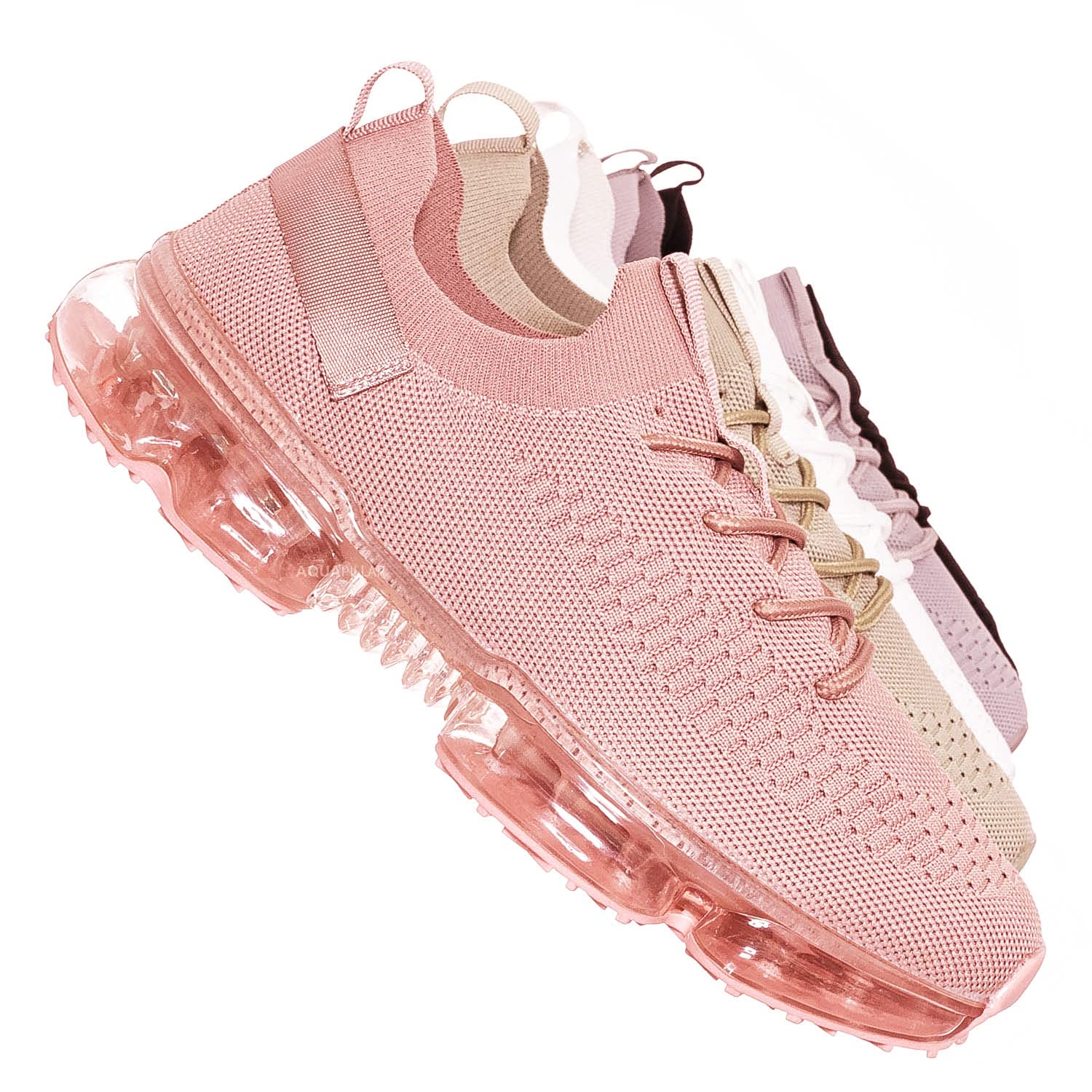 Breathable Stretch Elastic Mesh Sneakers for Women & Men - Comfortable Festival Lace Up Shoes with Rubber Air Bubble Cushion - Perfect for Running, Walking, Gym Workouts and Outdoor Activities