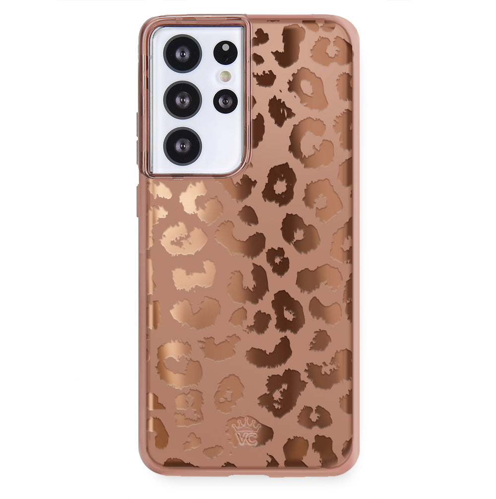Bronze Chrome Leopard Print Samsung Phone Case - Stylish Protective Cover for Galaxy S21/S20/Note 20 | Perfect for Everyday Use, Travel & Fashion Accessories