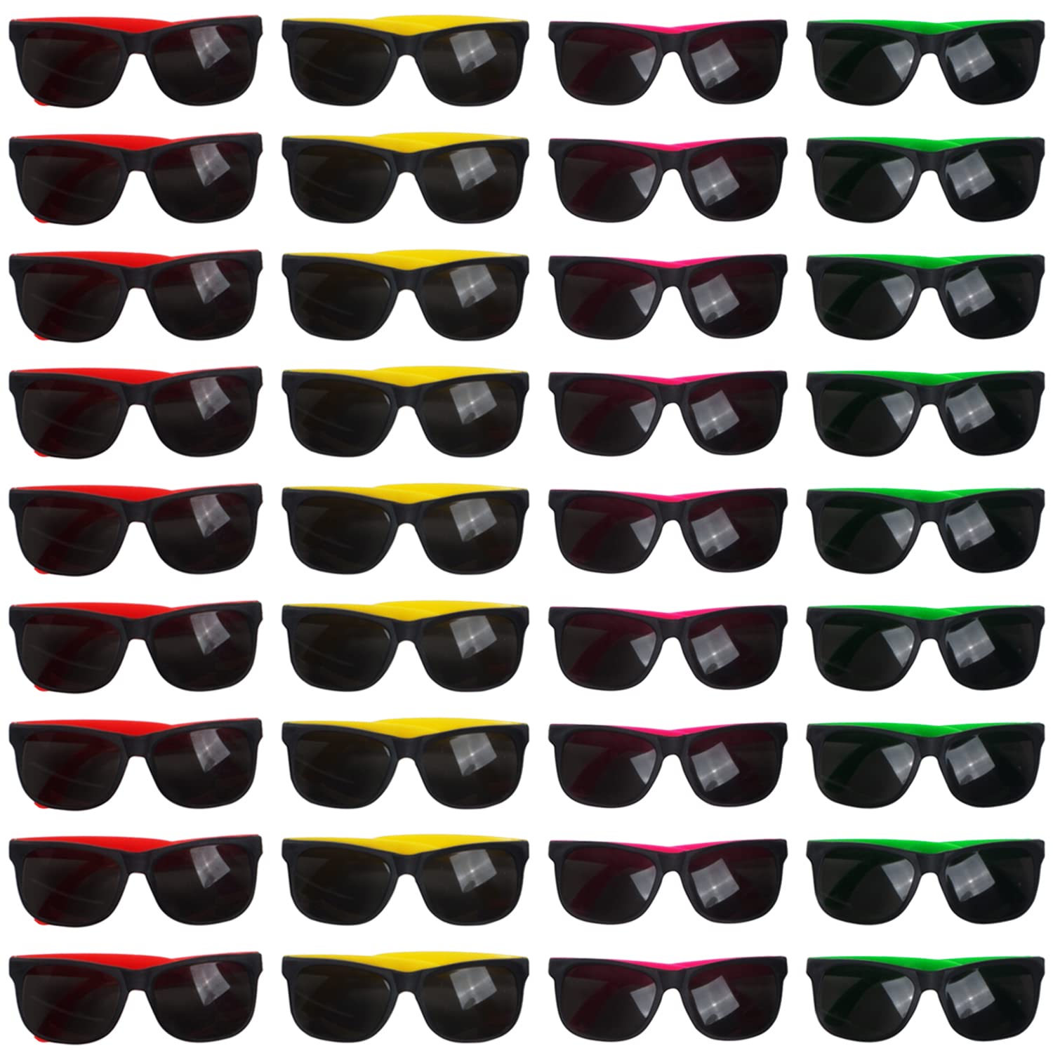 36 Pack Neon Sunglasses - Funny Party Hats Glasses for Pool, Beach & Birthday Parties - Bulk Novelty Sunglasses for Summer Events & Costume Accessories
