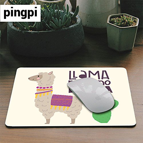 Custom Gaming Mouse Pad - Hand Drawn Cute Alpaca & Cactus Cartoon Design with Inspirational Quote 