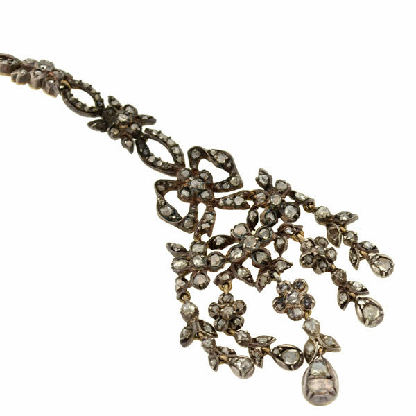 Exquisite Georgian Silver Rose Cut Diamond Dangle Earrings – Vintage Jewelry for Weddings & Special Occasions