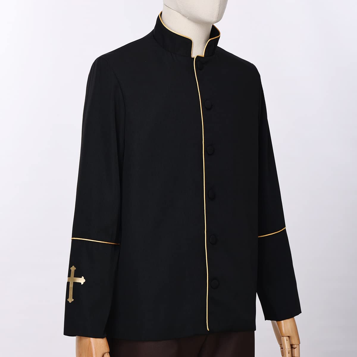 Men's Clergy Coat - Church Priest Robe Vestment with Stand Up Collar & Button Down Design - Formal Religious Attire for Pastors, Ministers & Worship Services - Perfect for Sunday Mass, Weddings & Church Ceremonies