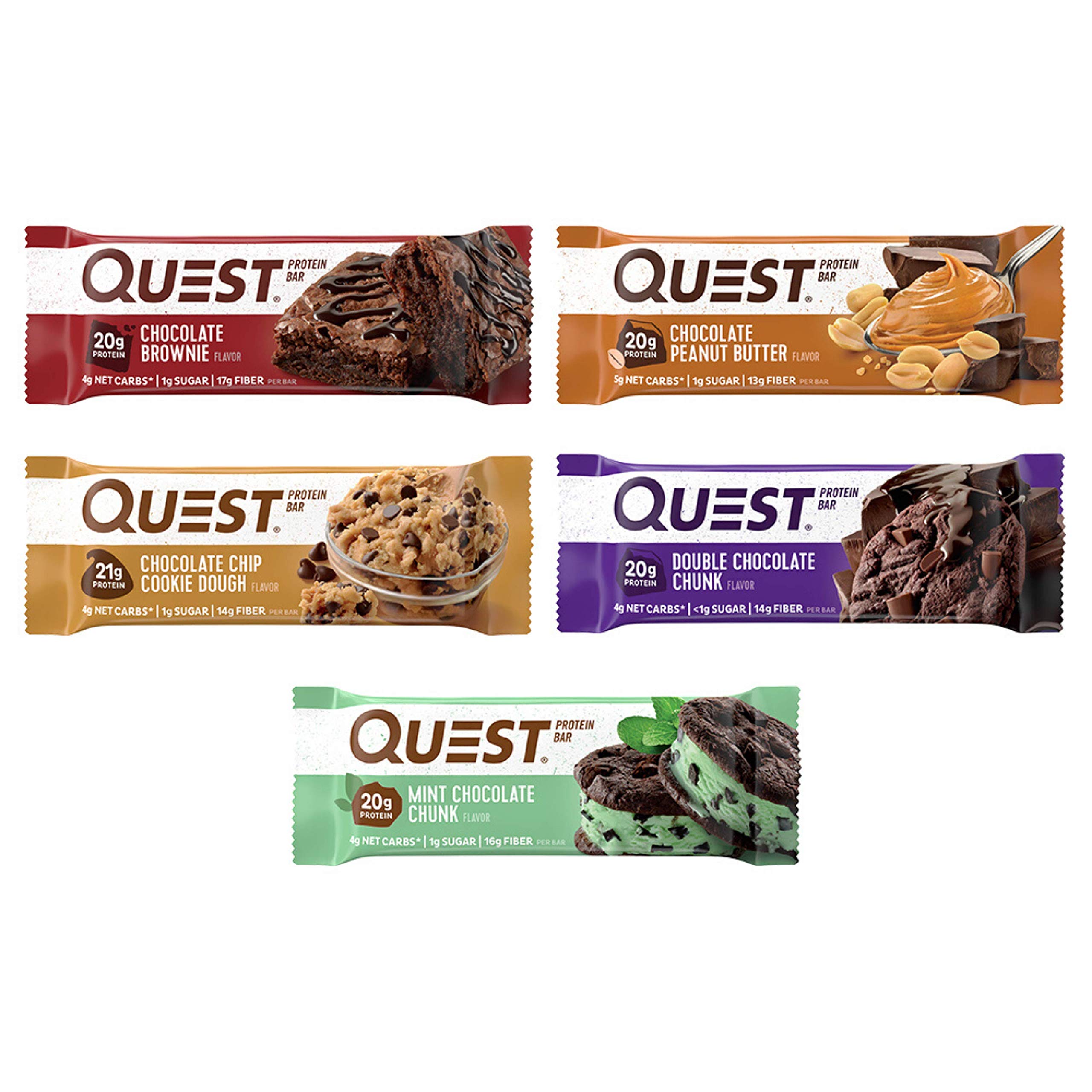 Quest Nutrition High Protein Low Carb Gluten Free Keto Friendly Chocolate Lovers Variety Pack - 12 Protein Bars for Weight Loss, Muscle Building & On-the-Go Snacking