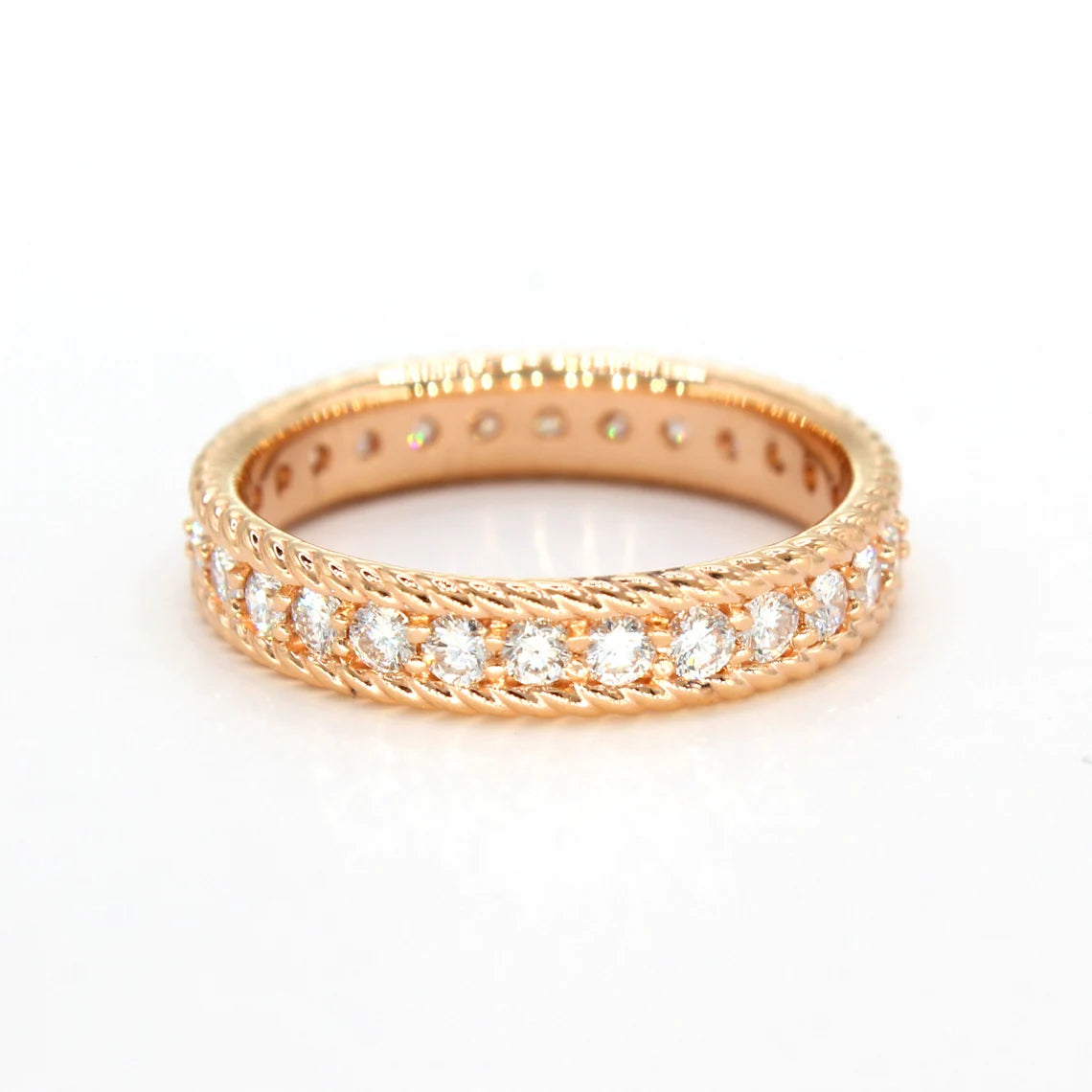 0.90 Carat Diamond Eternity Wedding Band, Vintage Rope Edge Design Ring for Women - Perfect for Anniversary Gifts, Bridal Jewelry & Special Occasions
